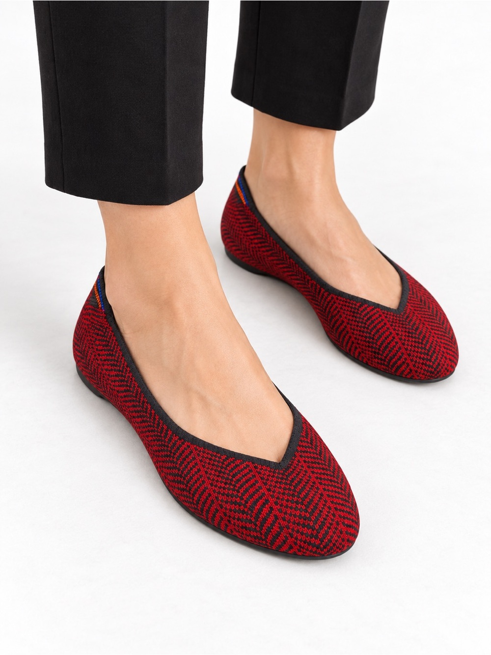 Rothy's Merino wool  blend Bordeaux Herringbone Flats size 8